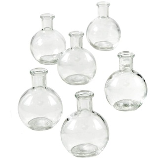 Serene Spaces Living Set mit 6 transparenten Kugel-Vasen, transparente Glasvasen für Hochzeiten, Veranstaltungen, Partys, Blumendekoration für Zuhause, Maße: 10,2 cm hoch