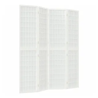 vidaXL 4-tlg. Paravent Japanischer Stil Faltbar 160x170 cm Weiß