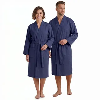 nyvi Bademantel NYVISpa Waffelpique Blau XL