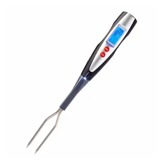 Westmark Grillgabel mit Thermometer 38,5 cm Edelstahl/Silikon Silber/Schwarz/Rot