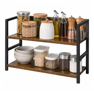 JEOBEST Küchenregal Küchenregal mit 2 Ebenen, Aufbewahrungsregal, (1-tlg) für Arbeitsplatte, Küche, Esszimmer, Metallgestell bunt