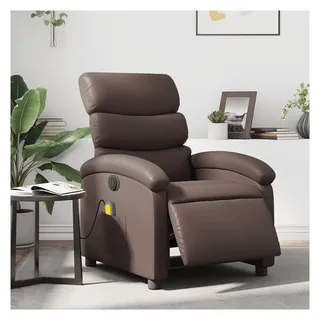 vidaXL Relaxsessel Elektrisch Kunstleder 56,20 x 99,50 x 73,70 cm Creme mit Liegefunktion und Massagefunktion