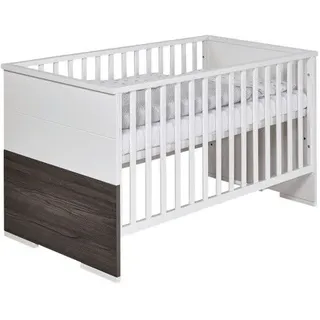 Kombi-Kinderbett 70x140 -Gitterbett Babybett Schlupfsprossen-Weiß/Fleetwood