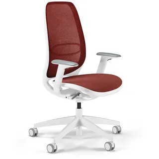 Sedus se:air Ergonomischer Drehstuhl, Bürostuhl, Kunststoff mit Rezyklat-Anteil, 100% Recyclingfähig, Rot,Weiß, 42-55cm, bis 130kg Belastbar