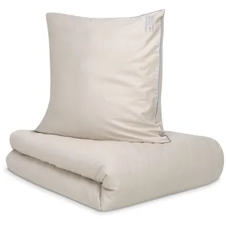 Bugatti Bettgarnitur unifarben Beige 155 x 220 cm + 80 x 80 cm