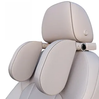 KopfstüTze Auto Kinder, 180 Grad Verstellbares Atmungsaktiv Leder Nackenstütze Auto,Nackenkissen Kinder, Geeignet FüR Erwachsene Und Kinder Zum Schlafen Auf Reisen (1PACK Gray)