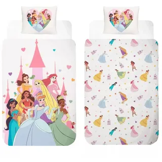 Disney Kinderbettwäsche Disney Prinzessin Castle Bettwäsche 140×200 cm, 70×90 cm weiß