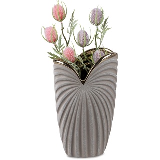 Dekoratives Dekogefäß Blumenvase Dekovase Vase 25cm Sand-Gold - ohne Deko