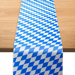 Leikedun Oktoberfest Tischläufer Rolle 30cm x 10m Bayrischer in Blau-Weiß | Tischdecke Oktoberfest Rolle, Bayrisch Karo, Vliesstoff Tischdeko für Wiesn, Biergarten, Festzelt