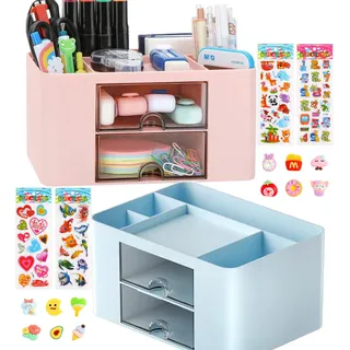 BEOIUCZZY 2 Set Schreibtisch-Organizer mit Schublade, Stifte Desk organizer