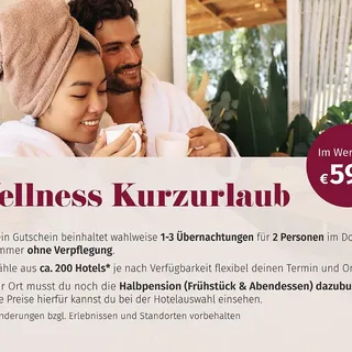 MyDays Wellness Kurzurlaub für 2 (3 Nächte);