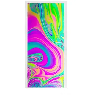 MuchoWow Türtapete Formen - Farbe - Kunst - Psychedelisch, Matt, bedruckt, (1 St), Türfolie Selbstklebend, Türtapete, Türdeko Poster, 95x235 cm bunt 95 m x 235 m