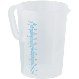 GRÄWE Messbecher 2000 ml, Kunststoff (PP), Skala & Ausgießer | Transparenter Kunststoff-Messbecher mit 2000-ml-Skala, Griff und Ausgießer – zum Abmessen, Rühren und Dosieren