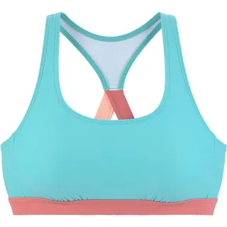 Bustier-Bikini-Top LASCANA ACTIVE "Janni" Gr. 34, Cup C/D, blau (türkis) Damen Bikini-Oberteile Bekleidung mit kontrastfarbenen Details