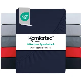 Komfortec Spannbettlaken 140x200 cm aus Gebürstete Mikrofaser - Blau
