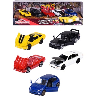 Majorette - Youngster Spielzeugauto-Set (5 Modellautos) - Geschenkset mit 5 verschiedenen Kult-Autos der 90er, aus Metall, je 7,5 cm, für Kinder ab 3 Jahre