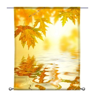 Scheibengardine Scheibenhänger Goldener Herbst rechteckig mit Beschwerung, gardinen-for-life 90 cm x 100 cm