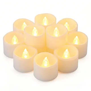 Yakpo 48 Stück warmweiße flammenlose LED Teelichter mit Timer, batteriebetriebene flackernde LED Kerze mit Timerfunktion, große elektrische Votivkerzen für Zuhause, Halloween Weihnachtsdekoration