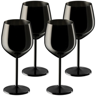 relaxdays Weinglas Weingläser Edelstahl 4er Set, Edelstahl, Schwarz schwarz