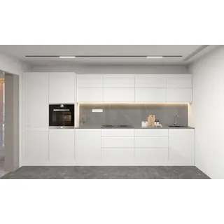 ROYAL24_MARKT Küchenzeile Velmora KÜ-AS-003 – 400 cm – Moderne Küchenblock ohne Arbeitsplatte, (Komplett Set), Edles Material - Zeitlos - Elegant weiß