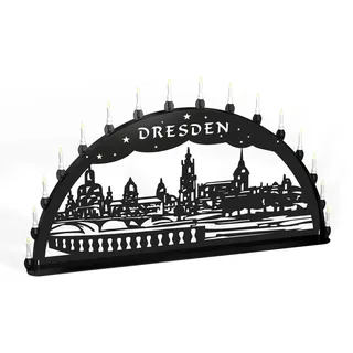 Schwibbogen Lichterbogen Dresden Canalettoblick Metall XXXL Außen schwarz groß