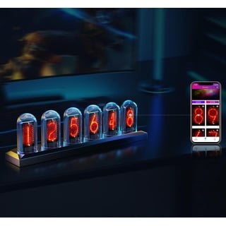 autolock Wecker RGB-Tischuhr,Vintage Digitaler Wecker,LED Nixie Uhr,RGB-Tischuhr DIY Nixie Röhrenuhr,LED Digitaluhr,DIY Customized Photo Display schwarz