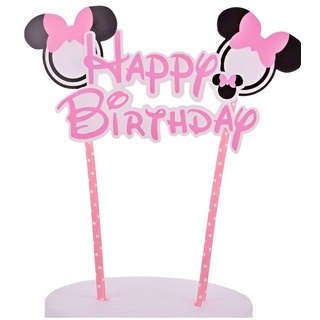 Festivalartikel Tortenstecker Happy Birthday Minni mouse Minni Mause TOPPER Geburstag rosa