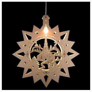 Erzgebirge-Palast Schwibbogen Fensterbild Seiffener Kirche (32cm) von Saico Seiffen