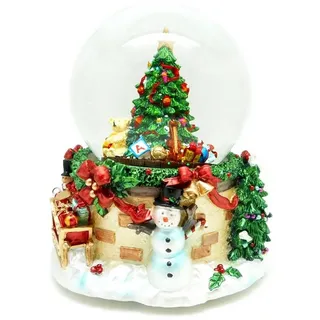 Ellug Schneekugel/Spieluhr zum Aufziehen mit Weihnachtsbaum & Schneemann Ø100mm H.: 15cm (0900010)