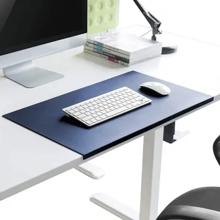 Schreibunterlage,Schreibtischunterlage mit Kantenschutz aus Weichem Kunstleder,Groß PU-Leder Mousepad für Büro/Zuhause,Büro Wasserdichte Rutschfeste Schreibenmatte,Blau,60X40cm