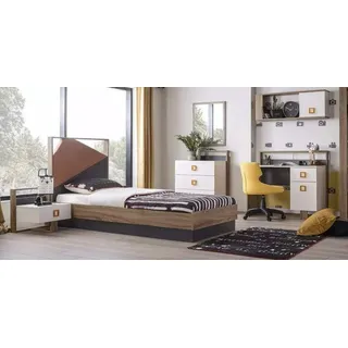 xlmoebel Bettrahmen Kinderbett Kindermöbel Kinderzimmer Bett), Holz Grau, 6tlg