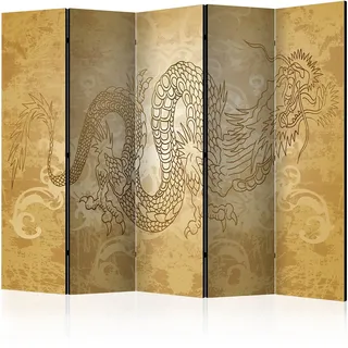 murando Akusticher Raumteiler Drache&Japan Foto Paravent 225x172 cm beidseitig auf Vlies-Leinwand Bedruckt Trennwand Spanische Wand Sichtschutz Raumtrenner Abstrakt Ornament Japanisch p-B-0044-z-c