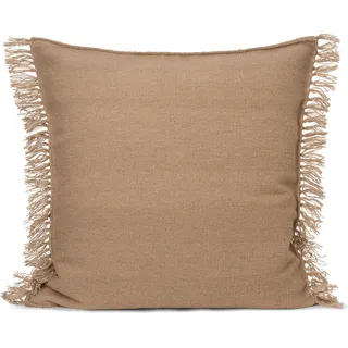 Kelim Kissen 80 x 80 cm sandfarbig mit Fransen