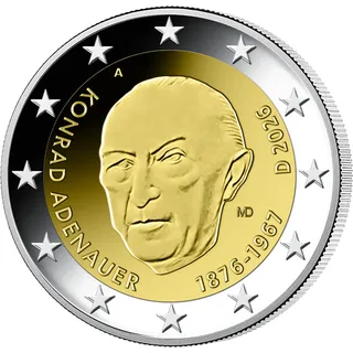2-Euro-Komplettsatz 2026 Konrad Adenauer in Polierte Platte