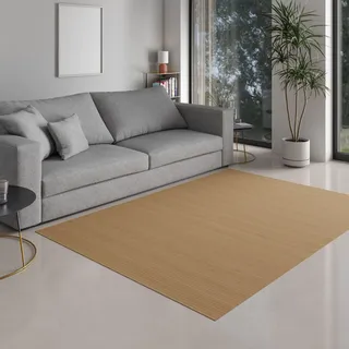 DE-COmmerce Bambusteppich Massive Gold, 200x300 cm, 17mm gehärtete Stege, massiver Teppich ohne Bordüre, Bambusmatte