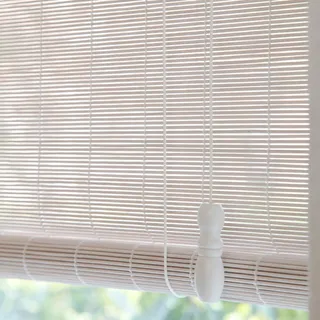 Sonnenschutz Bambusrollo in Natur Weiß,Außen/Innen Bambus Rollo Raffrollo,Lichtfilterung/Wasserdicht/Anti-UV,mit Seitenzug Sichtschutz Jalousie,für Terrasse/Garten/Fenster (140x180cm/55x71in)