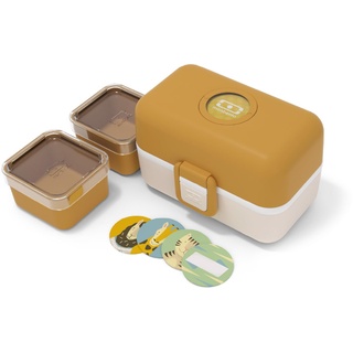 monbento - Kinder Lunchbox MB Tresor Moutarde - Bento Box mit 3 Fächer - Ideal für Mittagessen oder Snacks in der Schule/Park - BPA Frei - Lebensmittelecht - Gelb
