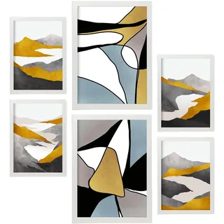POSTER Set Mit 6 Gattung Naturen 1 In Kulissen Abstracts Ästhetische Dekorative Gemälde Für Ihr Wohnzimmer Schlafzimmer Zuhause A3 & A4 Weißer Rahmen