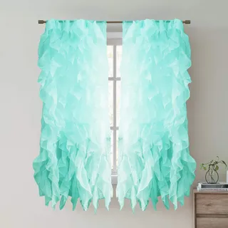 Sweet Home Collection Vorhang, Voile, vertikal, gerafft, 213 x 127 cm, 2 Stück. Shabby Chic 63" x 50" meeresmotiv