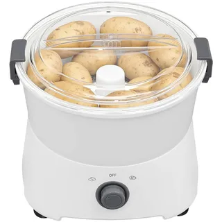 TouSuaRSi Elektrischer Kartoffelschäler 85W,Kartoffelschälmaschine mit 0,8 kg Kapazität,430er Edelstahlmesser, Schälzeit 2-4 Min.inkl.Abtropfkorb&Sichtfenster,für Küche & Restaurant,Weiß (AOT-P09)