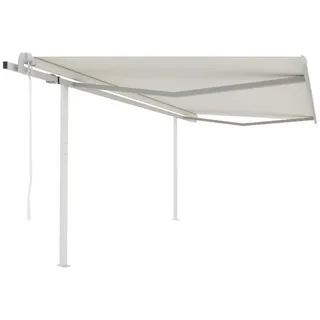 furnicato Markise Automatisch Einziehbar mit Pfosten 4x3 m Creme (1-St) weiß