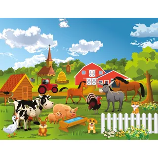 Papermoon Vlies- Fototapete Digitaldruck 350 x 260 cm, Farm Bauernhof