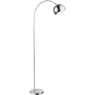 Stehleuchte Bogenstehlampe Stehlampe Beistellleuchte Standleuchte Bogenlampe Wohnzimmer, Metall weiß verchromt nickel matt, 1x E27 Fassung, HxLxB 150x58x24,5 cm