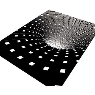 Herbests 3D Illusion Teppich Optischer TäUschung Bodenmatte Stereoskopischer Schwarzweiss Abstrakte Geometrisch Wirbel Muster Wohnzimmer rutschfest Fußmatten Vielseitige Wohnaccessoires 80 * 120cm