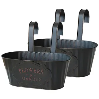 Qikam 2 Stück Metall Hängende Blumentöpfe mit Haken Vintage Pflanztopf Übertopf Hängende Blumeneimer Balkon Blumentopf Hängend für Dekotation Balkon Garten Wand Innen und Außenbereich