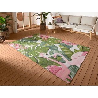 Outdoorteppich Tropical Flamingo, HANSE Home, rechteckig, Höhe: 3 mm, In-& Outdoor, Teppich, Wetterfest, Balkon, Garten, Wohnzimmer, Floral bunt