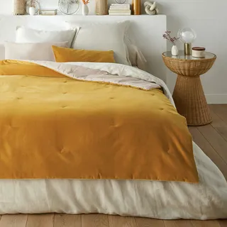 La Redoute Interieurs Gesteppte Tagesdecke Velvet, Baumwollsamt/leinen-mix Uni bronzefarben