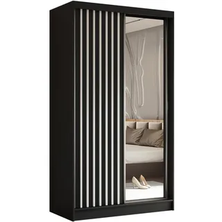 beautysofa Schwebetürenschrank HELIX II 120 x 216 x 61 cm Schwarz/Weiß