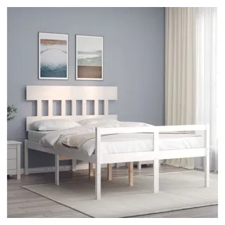 vidaXL Bett Seniorenbett mit Kopfteil 140x190 cm Weiß Massivholz weiß 190 cm x 140 cm
