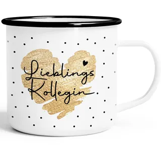 SpecialMe® Emaille-Tasse Herz Danke Geschenk Lieblingsmensch Alltagsheld Berufe Spruch Schrift Emaillebecher Weiss-schwarz Emailletasse